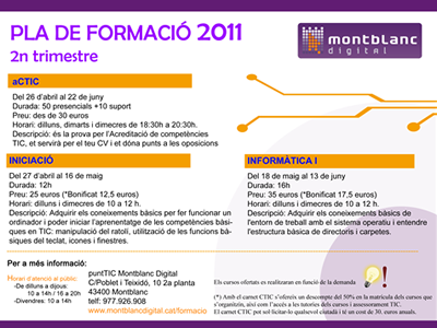 Díptic Pla de formació 2011 CTIC Montblanc Digital