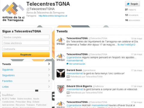 Twitter dels Telecentres de Tarragona